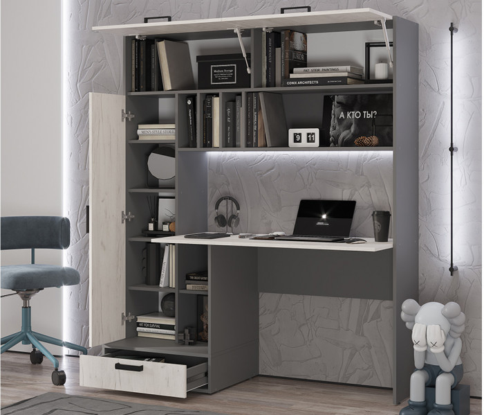 Стол письменный "Техно" Графит/дуб крафт белый