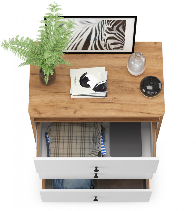 Вуди 13.293 Комод, цвет белый премиум/дуб крафт золотой, ШхГхВ 70х43,1х93,2 см.