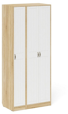 Прихожая П-6-500 Шкаф + Пенал, цвет дуб сонома/фасады МДФ белое дерево фрезеровка прованс, ШхГхВ 90х50х210 см., универсальная сборка