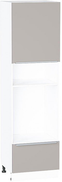 Кухонный гарнитур Фьюжн-07, МДФ, 270 см, Белый/Ангел/Глиняный шелк (Пирит светлый)