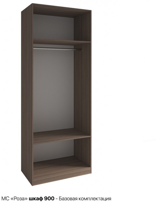 МС Роза Шкаф 900 Базовая комплектация, Ройс+ ручка скоба 1 шт., Орех Франклин карамель/Белый софт