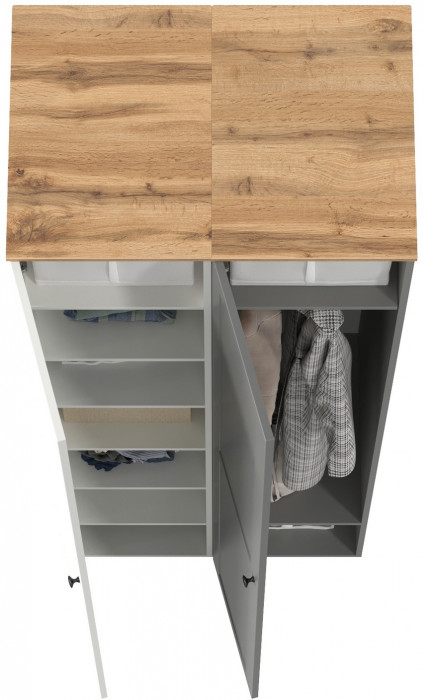 Остин 13.225 Шкаф-пенал 2 шт., цвет белый шагрень/серый графит/дуб крафт золотой, ШхГхВ 80х54,3х229,6 см., универсальная сборка