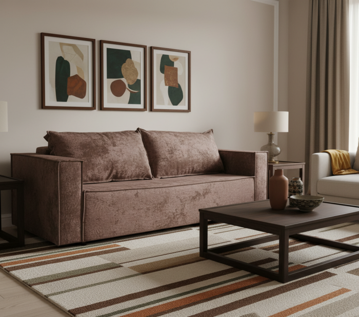 Диван-еврокнижка Лофт Люкс Плюш, 140х195, коричневый