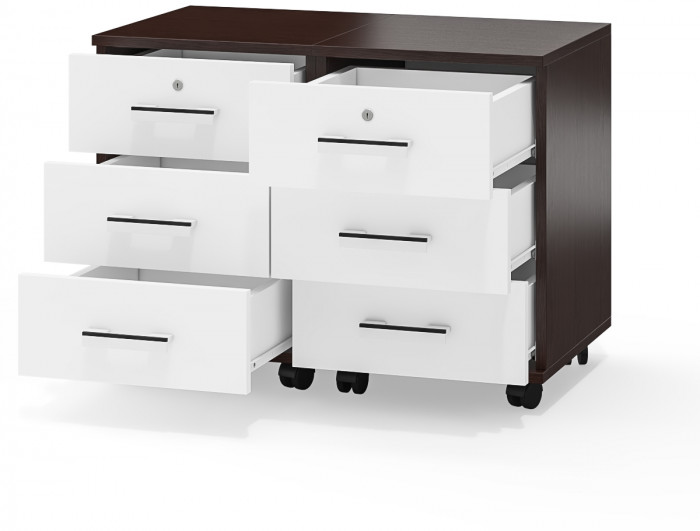 Две тумбы выкатных С-МД-3-02, венге/белый шагрень