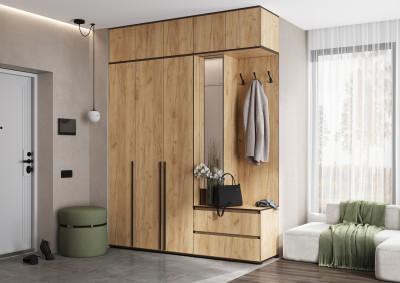 Норд Прихожая, композиция №1, Дуб крафт/Дуб крафт