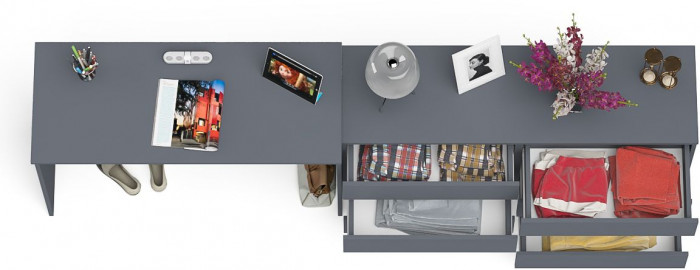 Мори Стол письменный МСП1200.1 + Комод МК1380.6, цвет графит, ШхГхВ 258,4х50х76,6 см., универсальная сборка