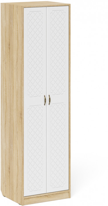 Прихожая П-6 Компоновка № 27, цвет дуб сонома/фасады МДФ белое дерево фрезеровка ромб, ШхГхВ 150х50х210 см., универсальная сборка