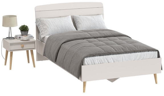 Афина Спальня Кровать 1200 + Тумба прикроватная, кашемир серый