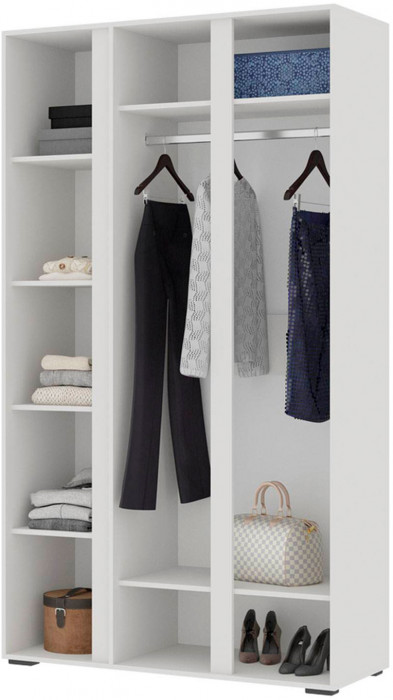 Хелен ШК 02 Шкаф 3х створчатый с зеркалом (1,200х2,100х0,460) белый/белый