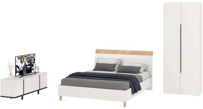 Муссон Спальня № 18, белый/дуб эндгрейн элегантный