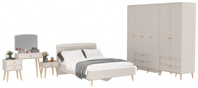 Афина Спальня 39-1400, цвет кашемир серый, сп.м. 1400х2000 мм., б/м, основание есть - фанера