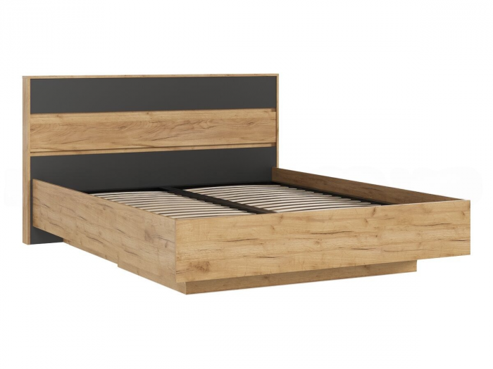 Роджина Кровать парящая 160 с ортопедом металл, графит/дуб крафт