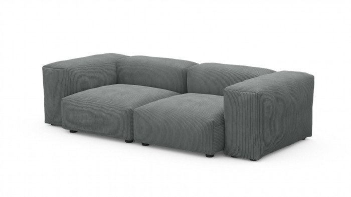 Диван Фиджи двухсекционный (малый) Cilium Steel 231*116*62 см, Серый Вельвет Нераскладной Фиеста
