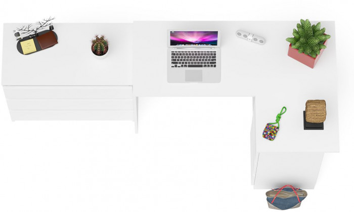 Мори Стол компьютерный МС-16 правый + Комод МК800.1, цвет белый, ШхГхВ 204,8х84,9х76,6 см., выдвижные ящики справа, НЕ универсальная сборка