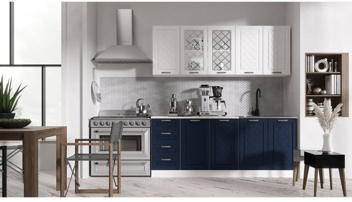 Кухня МДФ Агава 2000 (Акация белая, Белый)