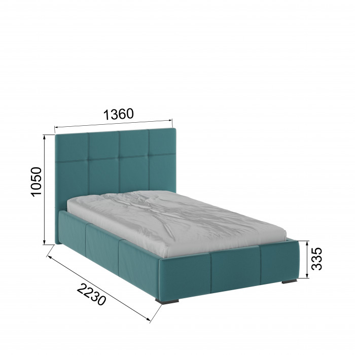 Рио Кровать интерьерная 120 бирюза квадрат, ортопед