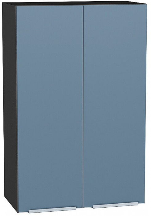 Кухонный гарнитур угловой Фьюжн-04, МДФ, 220×180 см, Графит/Синий шелк (Гранит белый)