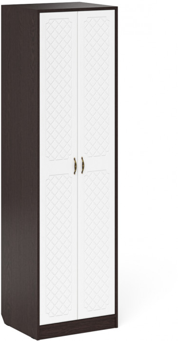 Прихожая П-6 Компоновка № 28, цвет венге/фасады МДФ белое дерево фрезеровка ромб, ШхГхВ 140х50х210 см., универсальная сборка