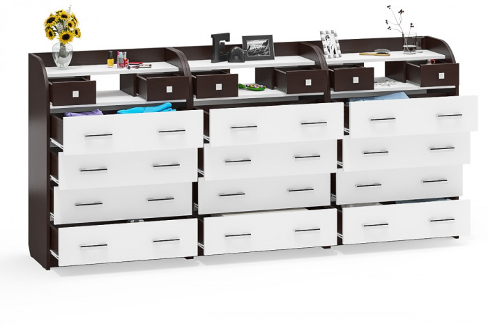 Три комода С-МД-К6 (Шесть), венге/белый шагрень