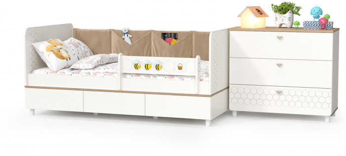 Эйп 11.40 Кровать + 13.322 Комод, белый/дуб белый