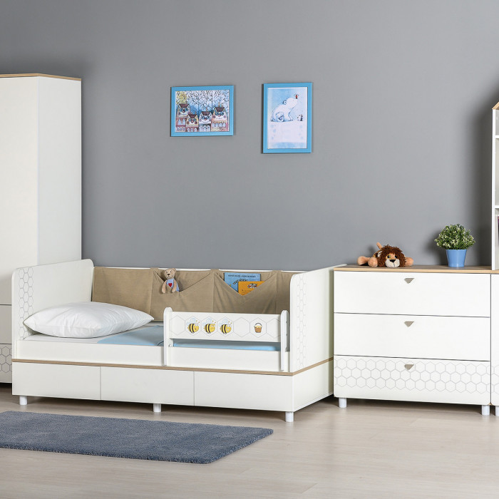 Эйп 11.40 Кровать + 13.322 Комод, белый/дуб белый