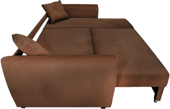 Диван-кровать угловой Амстердам Люкс, 150х200, еврокнижка, велюр, коричневый