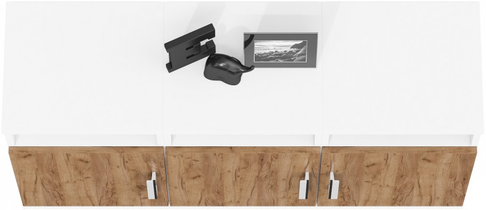 Три тумбы прикроватных Бонус, цвет корпус белый шагрень/фасады крафт золотой, ШхГхВ 120х35х66 см. (Тумба прикроватная Бонус), универсальная сборка