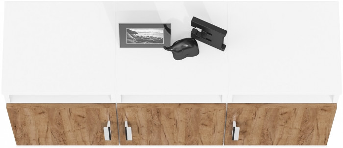 Три тумбы прикроватных Бонус, цвет корпус белый шагрень/фасады крафт золотой, ШхГхВ 120х35х66 см. (Тумба прикроватная Бонус), универсальная сборка