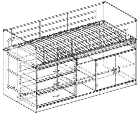 Кровать-чердак Дюймовочка-6 90х200, оранжевая
