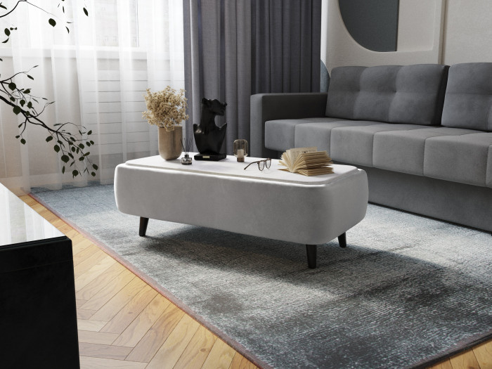 Стол журнальный Пай светло-серый/мдф холст белый