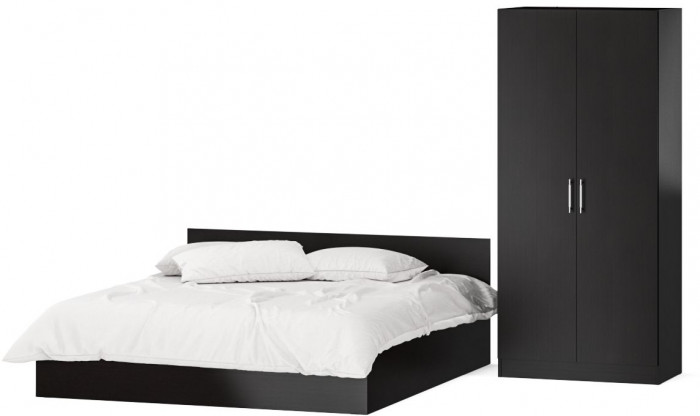 Кровать с ящиками 1800 + Шкаф 2-х створчатый Стандарт, цвет венге, ШхГхВ 183,5х203,5х70 + 90х52х200 см., сп.м. 1800х2000 мм., б/м, основание есть