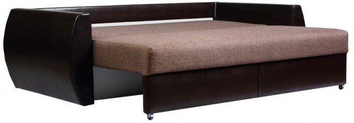 Диван-кровать Бостон 160х195, еврокнижка, рогожка/экокожа, коричневый