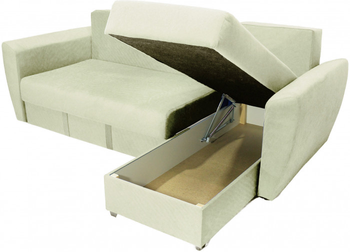 Диван-кровать угловой Амстердам Люкс, 150х200, еврокнижка, велюр, бежевый