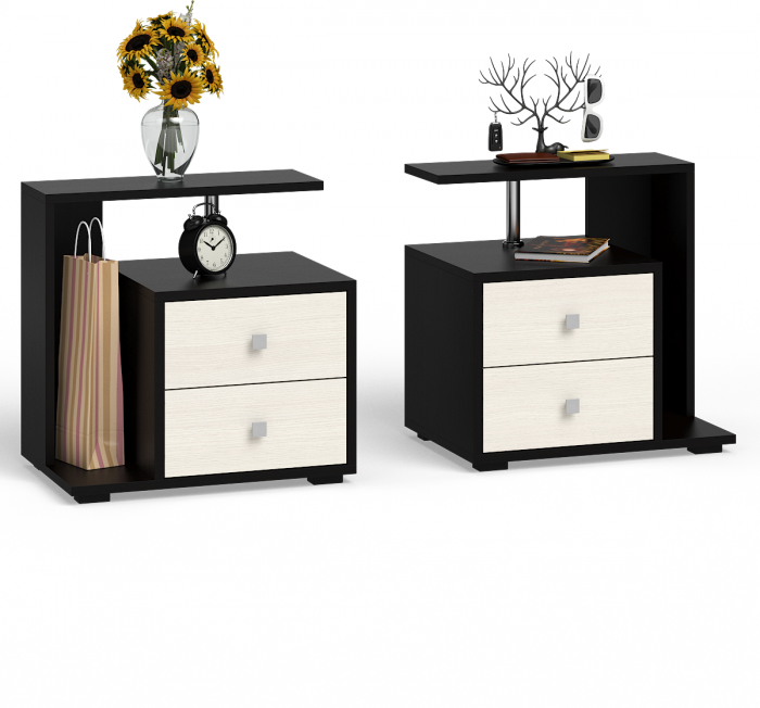 Камелия спальня № 5 Кровать 1400 + Две тумбы + Комод + Зеркало, венге/дуб лоредо