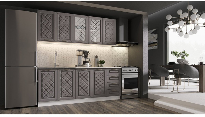 Кухня МДФ Агава 2000 (Акация белая / Мята, Белый)